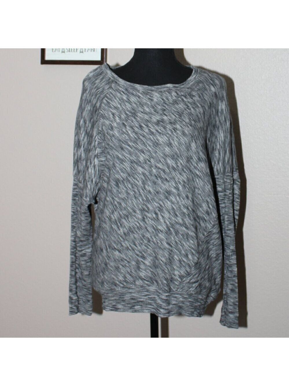 ANTHROPOLOGIE Womens Damien Knit Dolman Sleeve Pullover Top Gray Black Size XS
